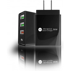 QAISE USB-C Charger вЂ“ Triple 36W USB Wall Charger with PD Charger вЂ“ 3.0 Quick Charging Block вЂ“ 20Watt Type-C USB Charger Station with LED Indicator вЂ“ Multi-Port Power Adapter for Phone, Laptop, Tablet