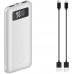 Portable Slim Power Bank Works for Your Samsung Galaxy Halo with 10,000mAH Digital Display Screen, Status Update, and 3 Cables Included! (White)