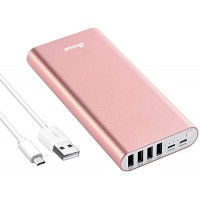 Portable Charger, BONAI 20000mAh Power Bank, 4-Port Output Aluminum Polymer Portable Battery Charger, 4.0A Max Input Compatible with iPhone 11 XR 8 7 6s Galaxy S20 S8 -Rose Gold
